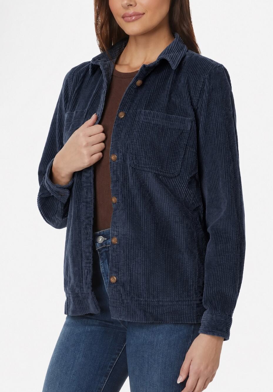 L.L.Bean Comfort Corduroy Relaxed Shirt Jacket Women S  Navy 100% Cotton Pockets